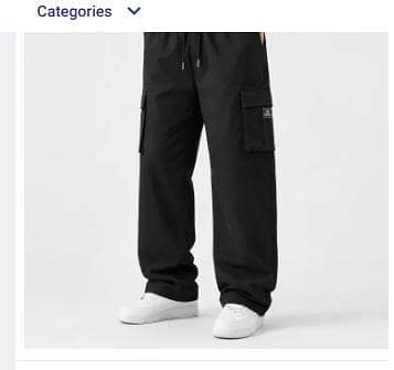 GLAM BY BAALI Men’s Black Cargo Wide Leg Trouser | Korean Style Baggy Pants | Loose Fit Casual Streetwear E R6051