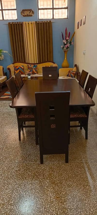 Sheesham Solid Wood Dining Table with 6 Strong Cushioned Chairs for Ur
