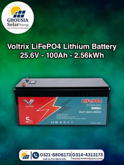 Voltrix LiFePO4 Lithium Battery 25.6V 100Ah (2.56kWh)