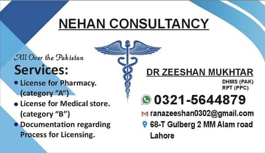 License for pharmacy and medical store