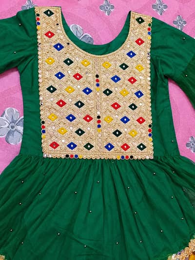Green & Yellow Mehndi Dress - Sharara Style for Girls - Size Medium