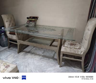 Glass Top Dining Table with 6 Chairs