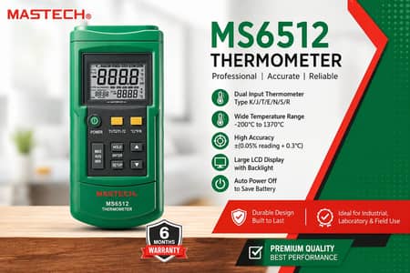 Digital Thermometer Mastech MS6512 | Temperature Meter type K, J, T, E