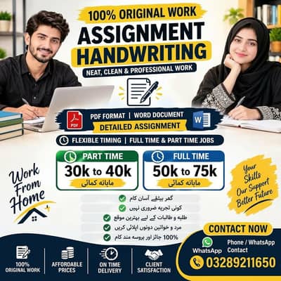 Full Time - Part Time - Home Base - Data Entry - Assignment Work