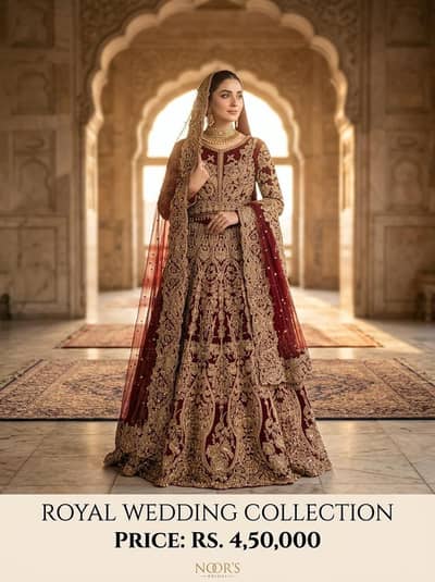Royal Maroon Wedding Lehenga / Luxury Bridal Maxi For Sale