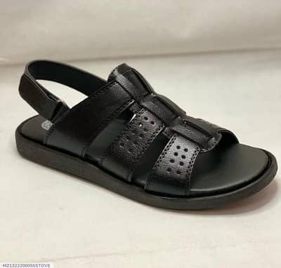 Men's Black  lather fancy sandals casual formal wear