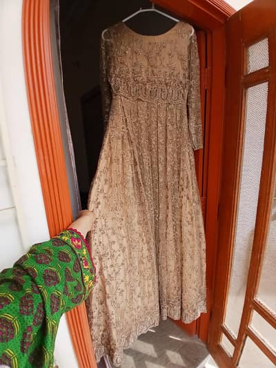Elegant fully embalished rose gold maxi with heavily embalished dupata
