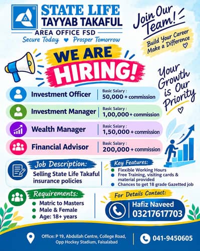 Investment officer/Part Time Job/Student Job/Sales job/insurance job