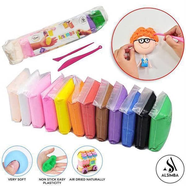 12 Pcs Super Light Soft Air Dry Modelling Clay Set with Tools