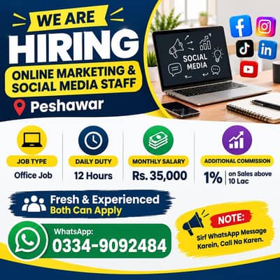 Male Staff Required – Sales & Marketing Job / In Peshawar
