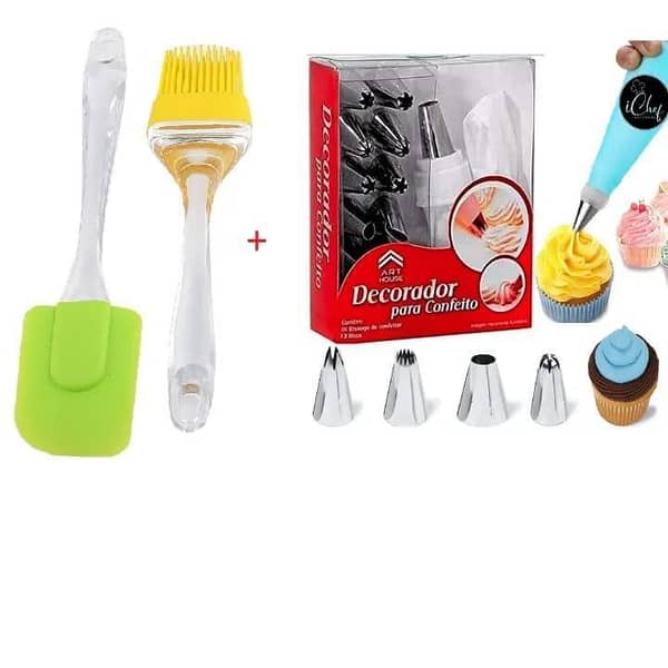 T  Best Baking Deal 15 Piece Cake Decorating Kit + Silicone Brush and Spatula