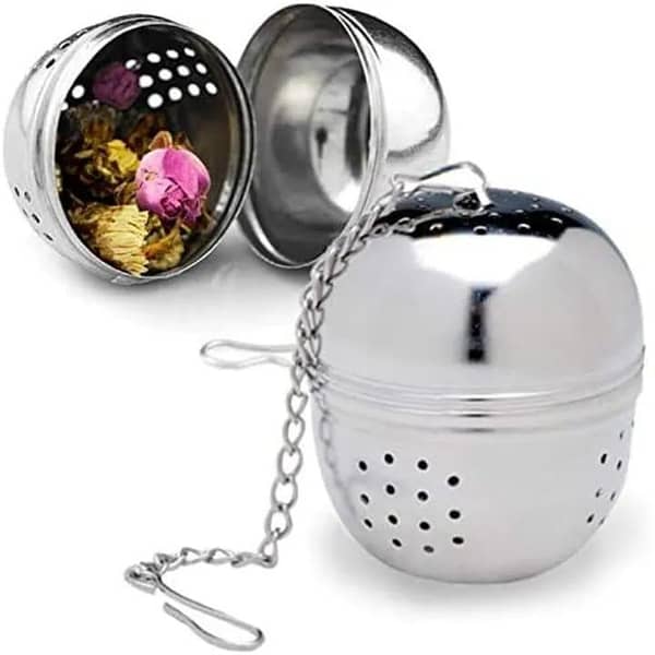 T  Stainless Steel Mesh Tea Ball Strainer Filter Infuser for Loose Leaf Tea and Mulling Spices - Chain Style