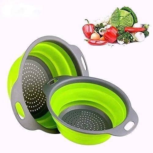 T  Foldable Silicone Colander Fruit Vegetable Washing Basket Strainer Strainer Collapsible Drainer With Handle Kitchen Tools