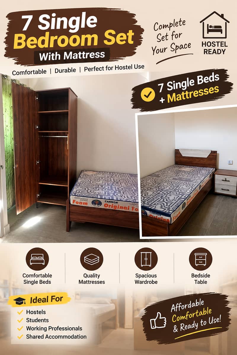 7 Single Bedroom Sets for Sale – Hostel & Student Ready! 0