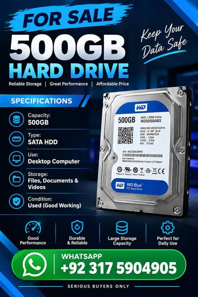hard drive for sale whatsapp number is 03175904905