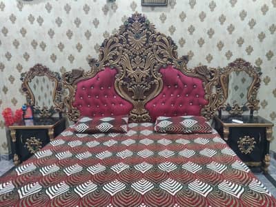 King size bed pure wooden