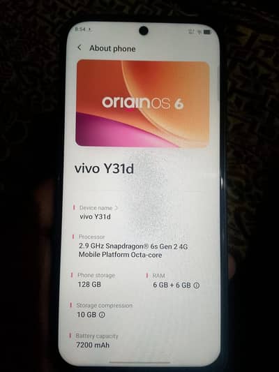 Vivo Y31D 6 128 7200mh battery