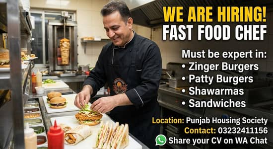 Looking for Fast food Chefs in Lahore
