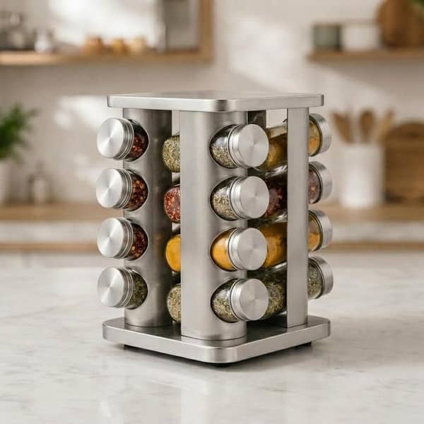 360 Rotating Stainless Steel Spice Rack Set