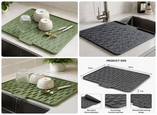 Kitchen Sink Drying Mat | Fast Water Absorbent Dish Drying Pad