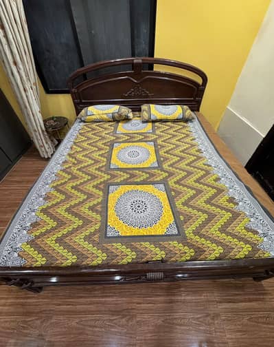 Double Wooden Bed with mattress