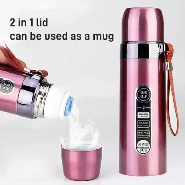 T  500ml Stainless Steel Vacuum Flask Hot And Cold Water Bottle