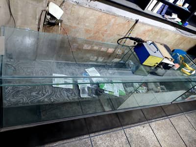 2  Shop Glass Counters with Bottom Wooden Table