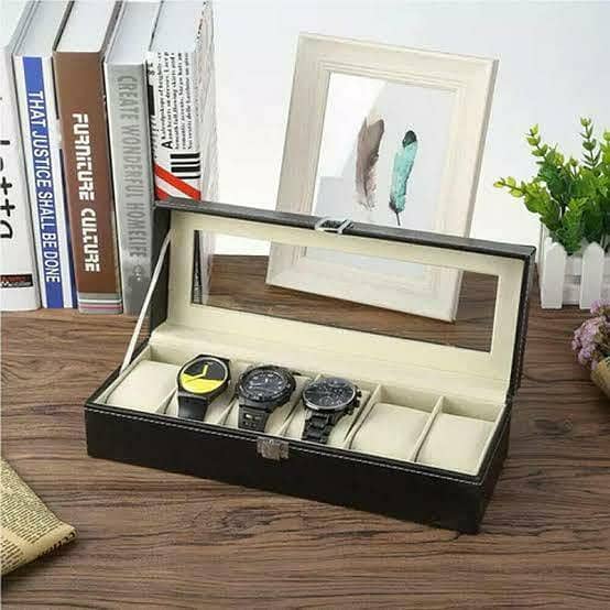 6 Grid Leather Watch Display Box Storage Case