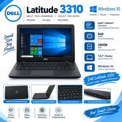 Dell Latitude 3310 Core i5 8th Gen | 8GB RAM | 256GB SSD | Rs. 40,000