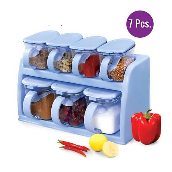 T   Premium Quality 2 Tier Set Of 7 Jars Spice Rack