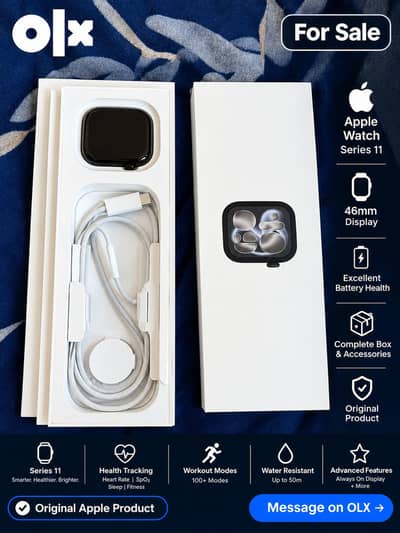 Apple Watch Series 11 46mm | 100% Battery Health | Box & Charger