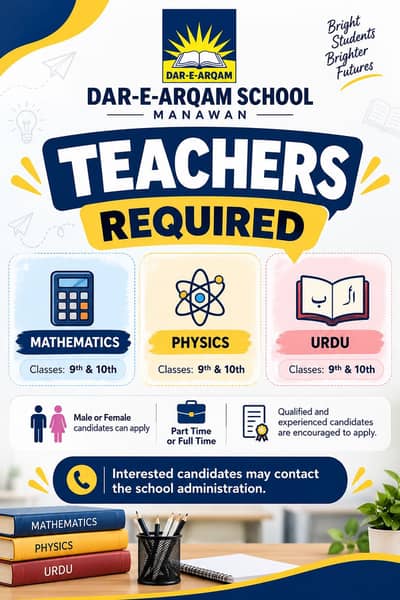 TEACHERS REQUIRED