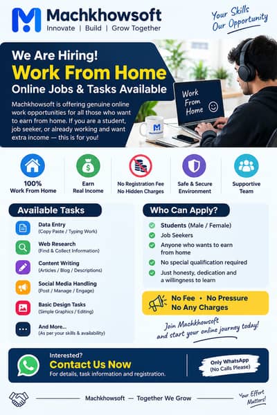 Machkhowsoft Is Hiring! | Work From Home Jobs & Online Tasks