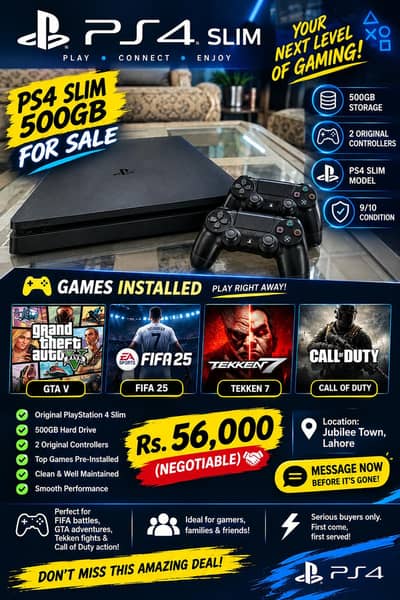 PS4 SLIM FOR SALE – COMPLETE GAMING DEAL!!!!