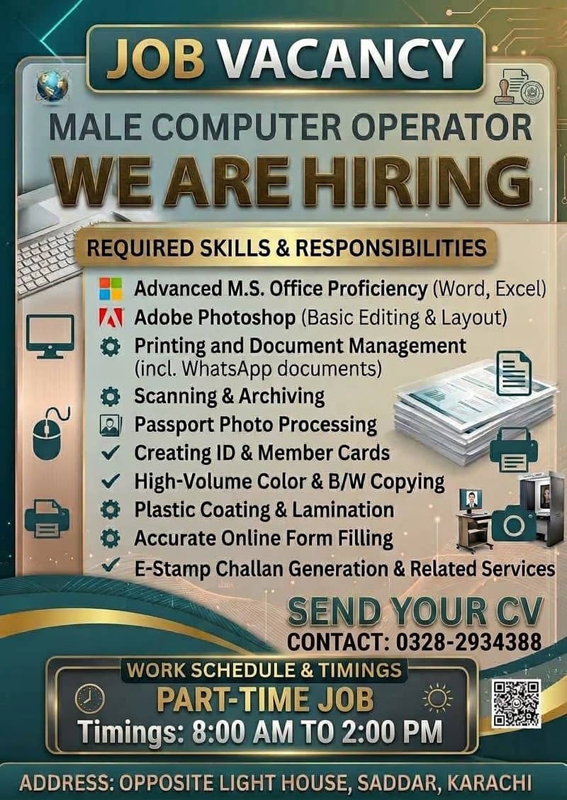 #JobOpening #KarachiJobs #HiringNow #ComputerOperator 0
