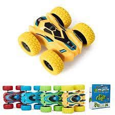 Push and Go Friction Powered 360 Rotating Double Sided Flip 4 Wheel Stunt Car Toy 1 Piece