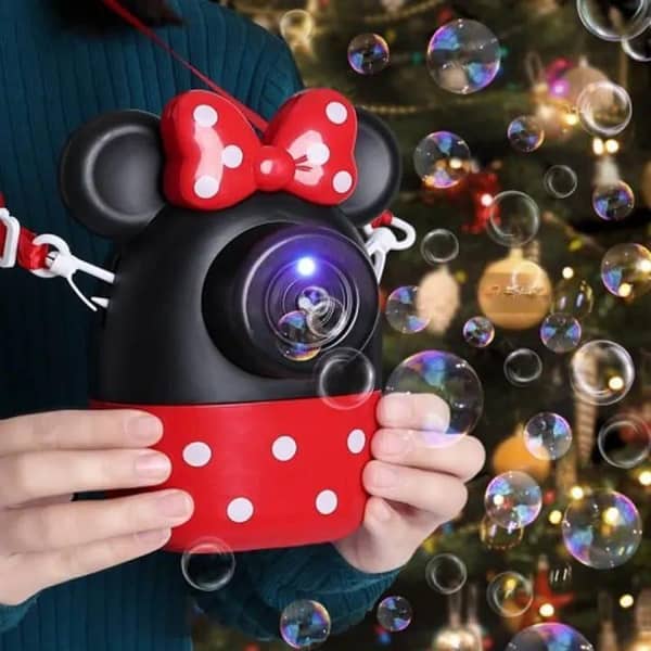 T  Disney Mickey Mouse Minnie Automatic Bubble Blowing Machine Lighting Music Kids Toy