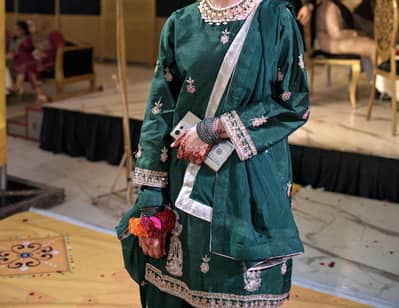 Emerald Green Heavy Embroidered Sharara -