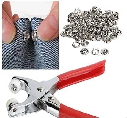 Plier Press Kit Stainless Steel Tip Button Snap Fastener Set Craft Sewing Hand Tools, Metal Snap Strap Fastener Plier Press Tool Kit Great for DIY Crafts Clothes Hats and Sewing