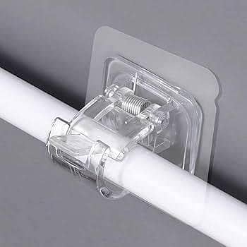 Pack of 2 Transparent PVC Adhesive Curtain Rod Hook Pipe