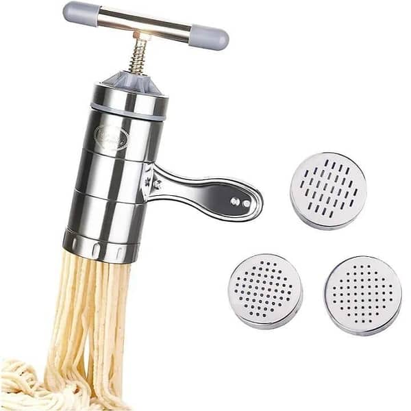 T   Mini Portable Manual Operation Stainless Steel Pasta Maker With 3 Press Molds