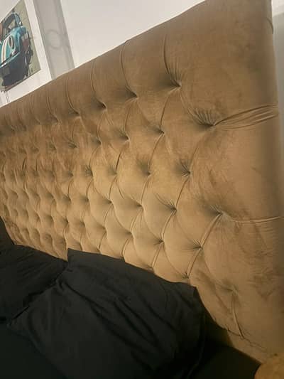 Premium Solid Wood King Size Bed with Tufted Velvet Headboard (