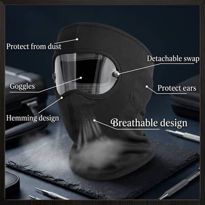 Windproof Anti-Dust Full Face Mask with Goggles