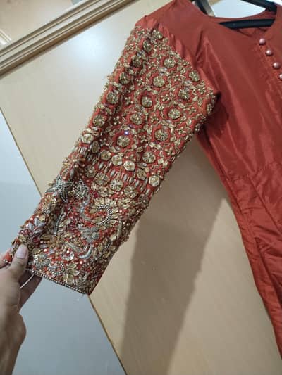 Rust orange Heavy Embellished - Full Sleeves Work