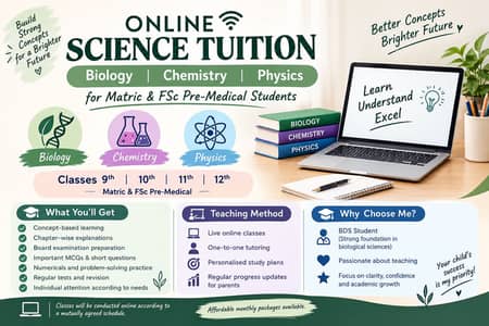 Online Science Tutor | Biology, Chemistry & Physics | Matric & FSc