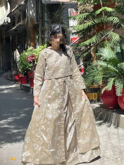 golden shimmery party wear lehenga