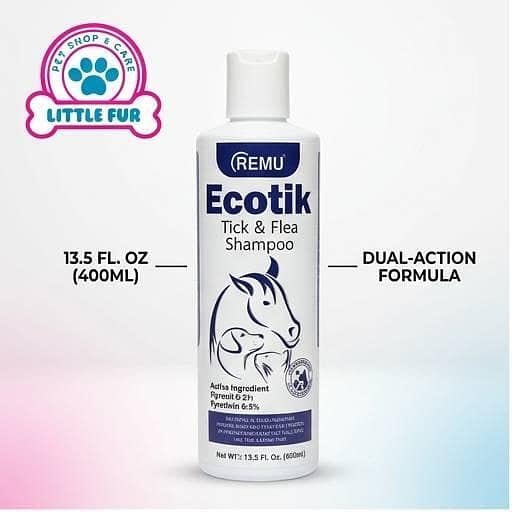 REMU Ecotik Tick & Flea Shampoo for Dogs & Cats – Medicated Pet Shampoo, 400ml