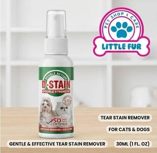 D-Stain Double Strength Tear Stain Remover for Cats & Dogs – 30ml Pet Eye Area Cleaner