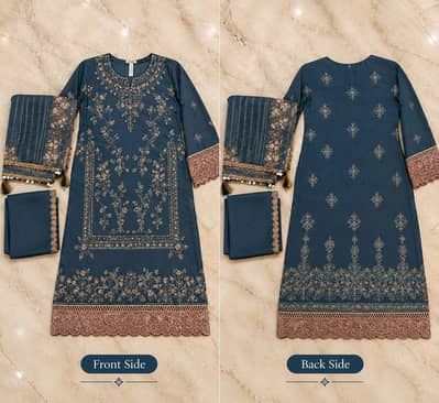 Elegant Navy Blue LIMELIGHT 3-Piece Suit featuring beautiful embroide