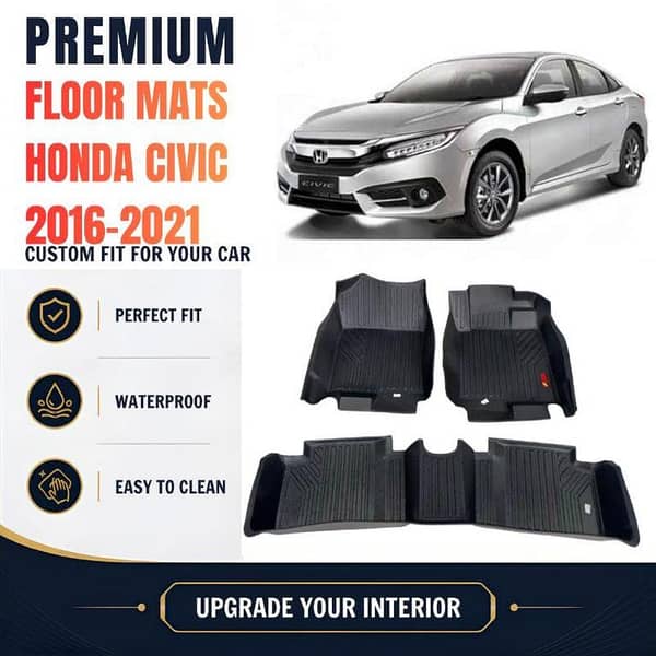 Car TPE Floor Mat - Honda Civic 2016-2021 -Wear-Resistance Anti-Skid Heavy-Duty
